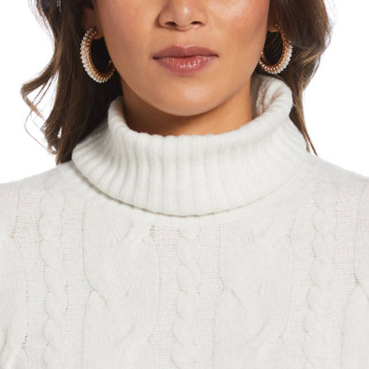 Womens Rafaella(R) Long Sleeve Cable Knit Turtleneck Sweater