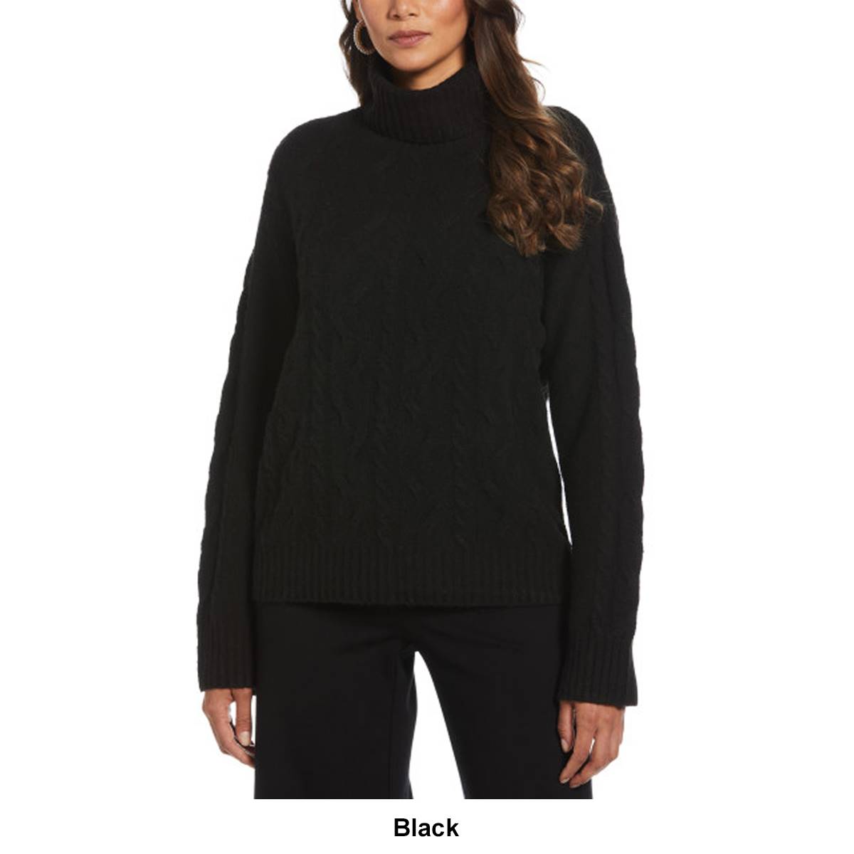 Womens Rafaella(R) Long Sleeve Cable Knit Turtleneck Sweater