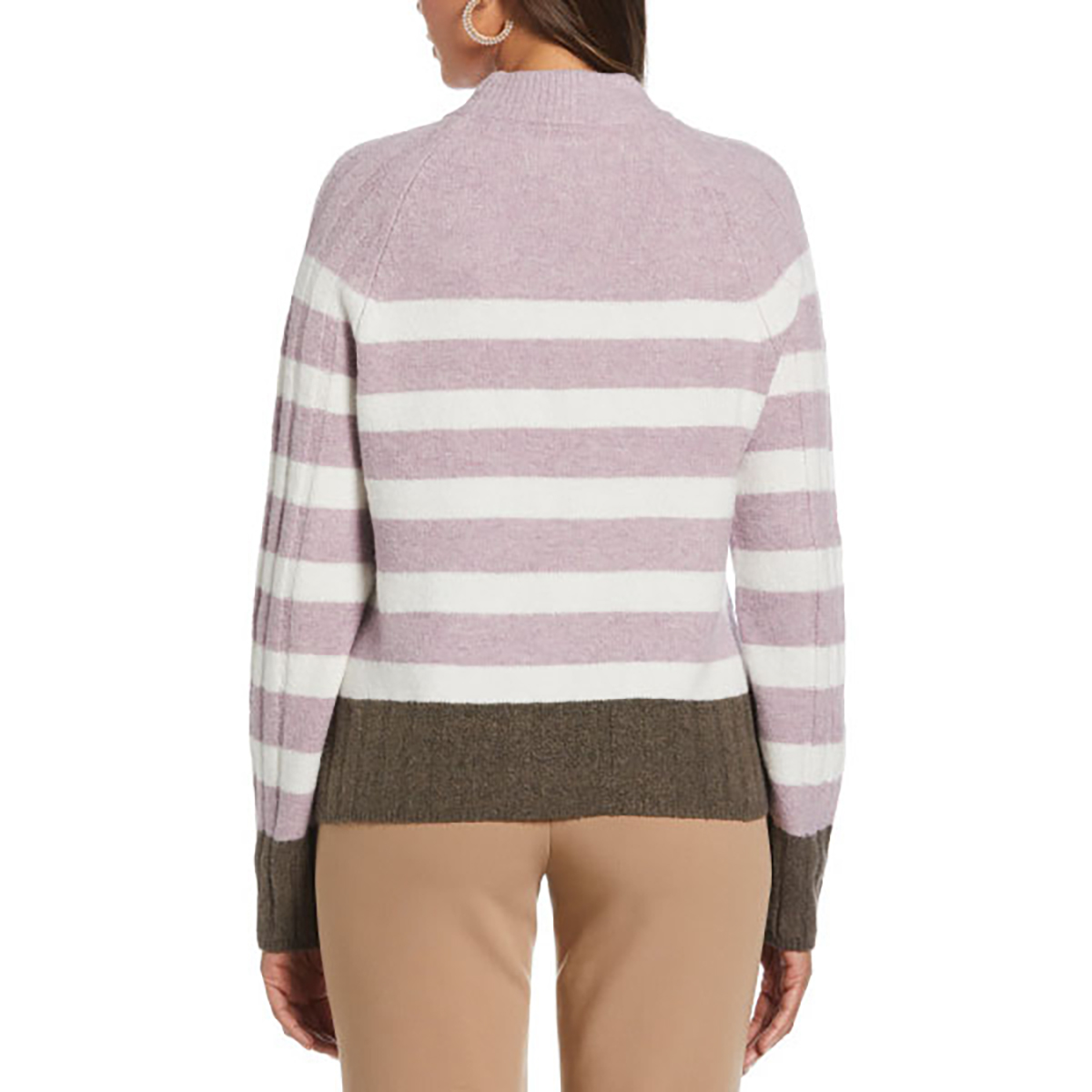 Womens Rafaella(R) Long Sleeve Stripe Raglan Sweater