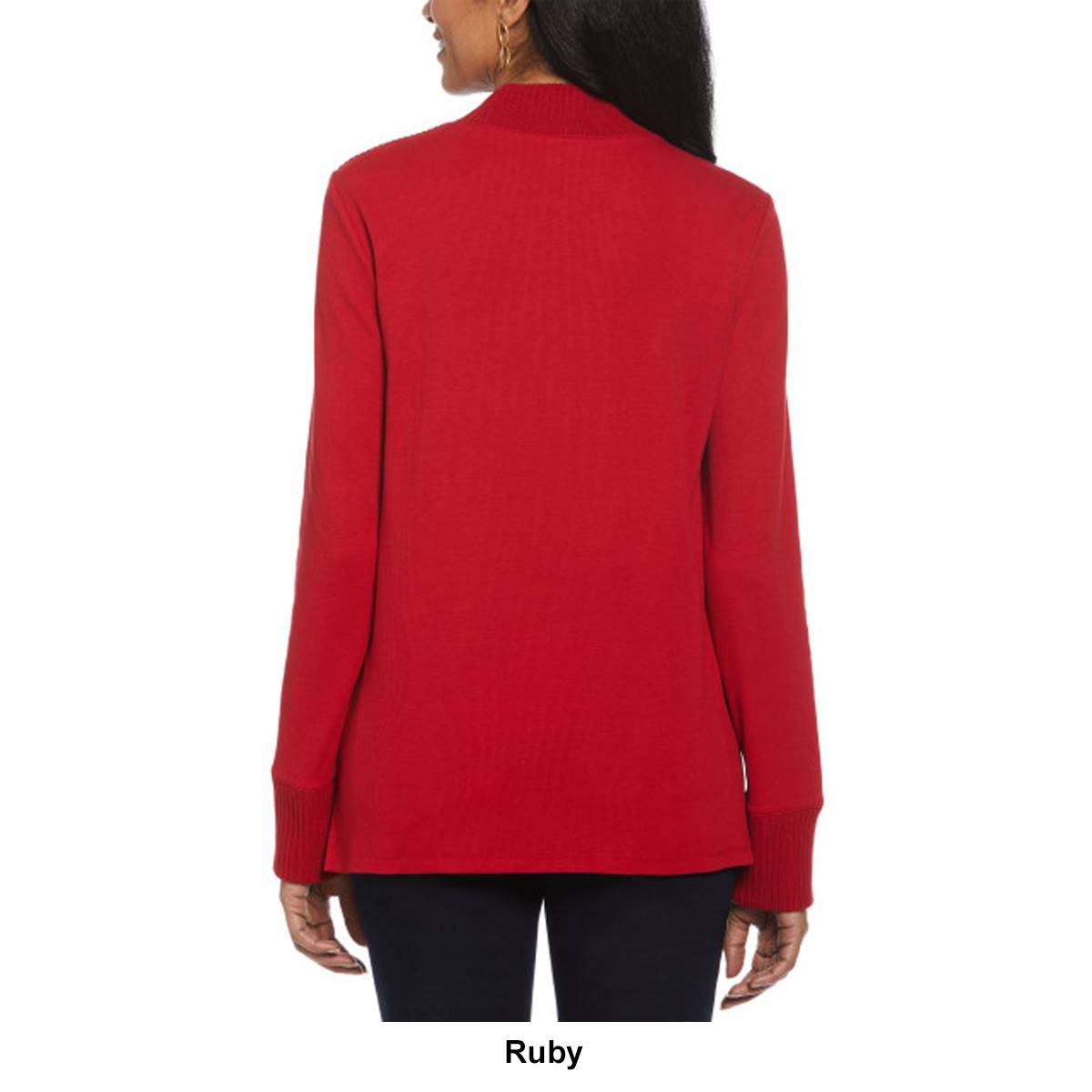 Petite Rafaella(R) Long Sleeve Rivet Detail Mock Neck Sweater