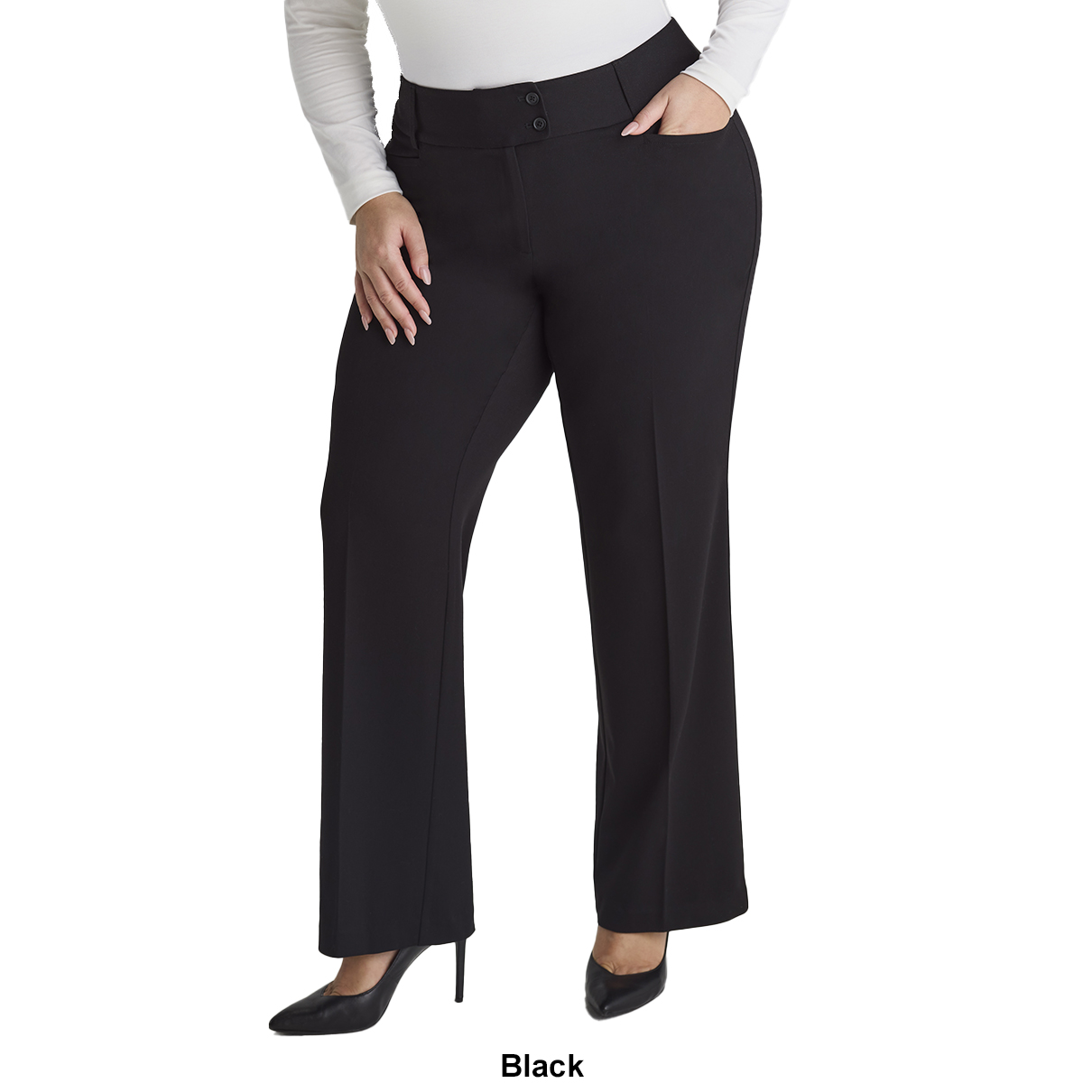 Plus Size Rafaella(R) Gaberdine Curvy Fit Bootcut Dress Pants