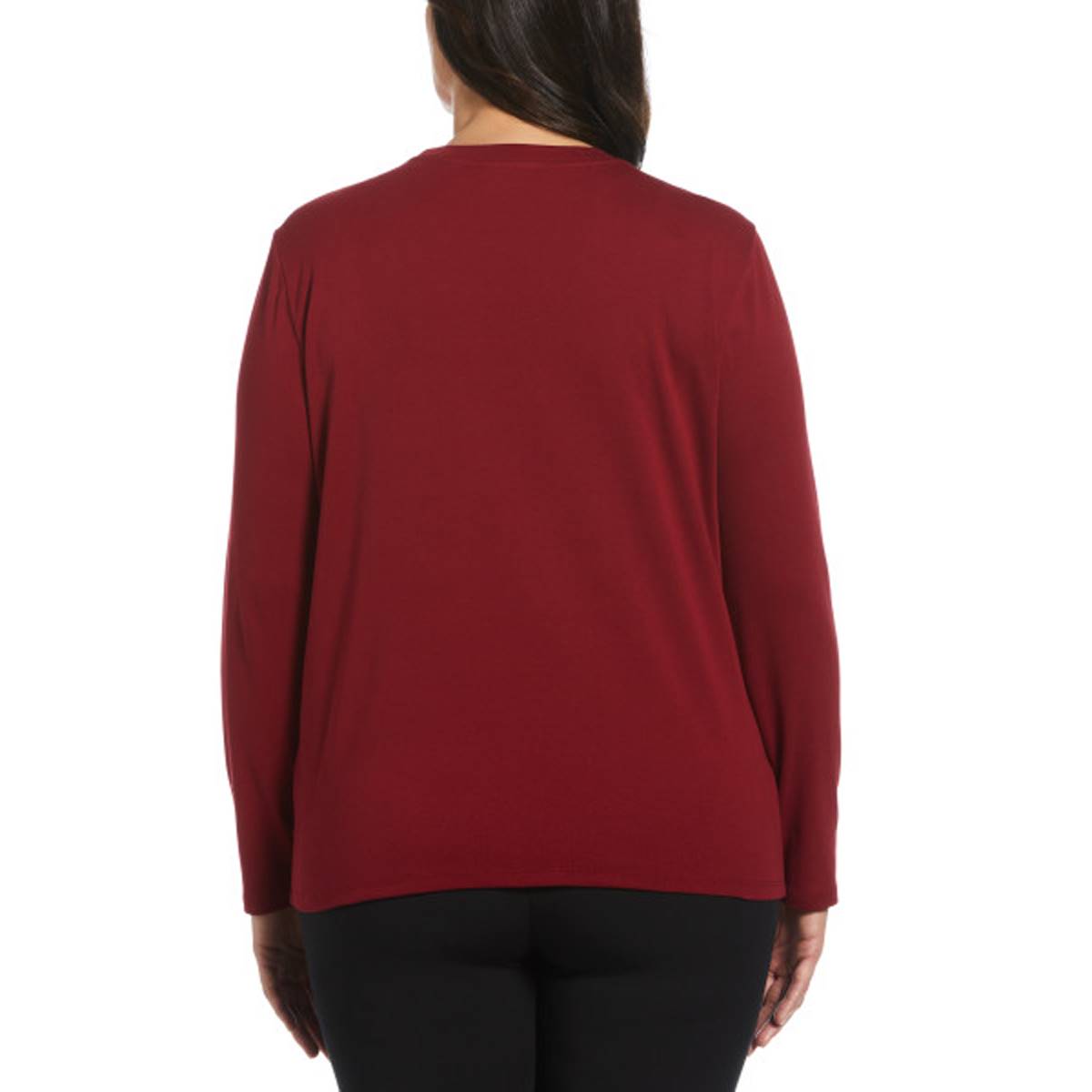 Plus Size Rafaella(R) Long Sleeve Button Shoulder Solid Tee