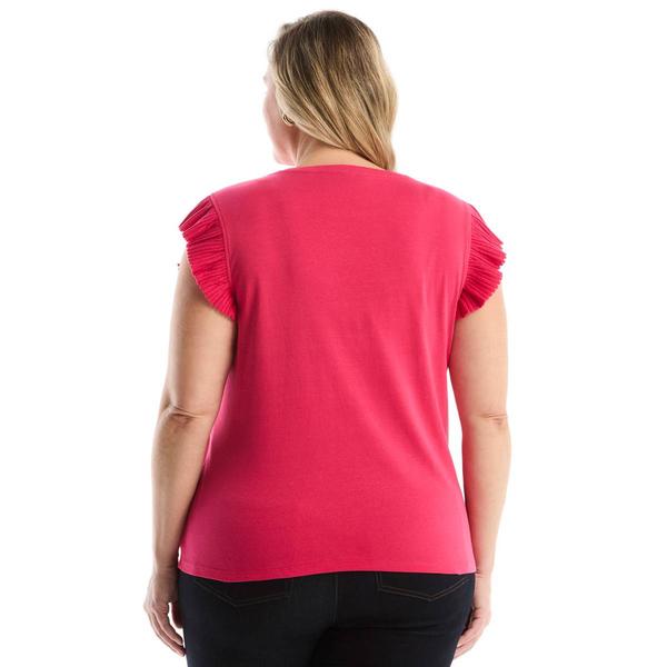 Plus Size Rafaella(R) Ruffle Cap Sleeve Solid Blouse alternate view