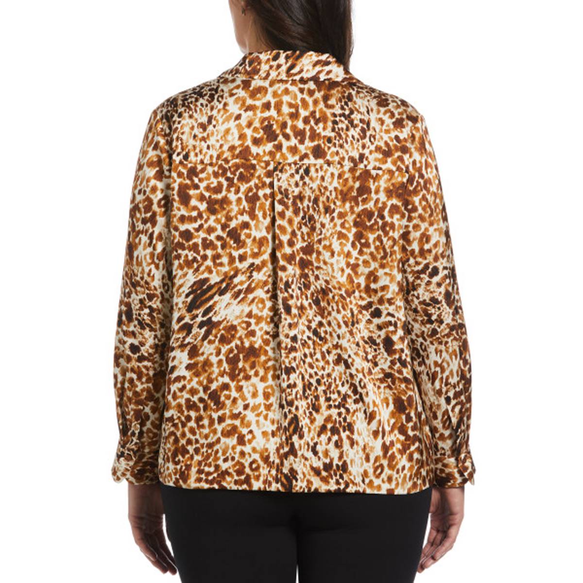 Plus Size Rafaella(R) Long Sleeve Animal Shine Satin Blouse