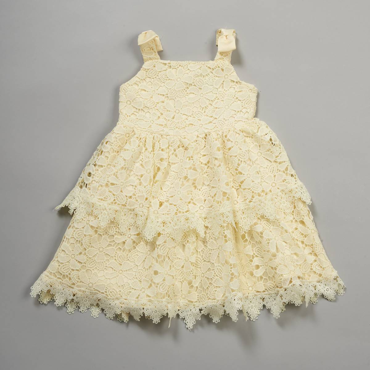 Girls (4-6x) Rare Editions Satin Bow Shoulder Crochet Lace Dress