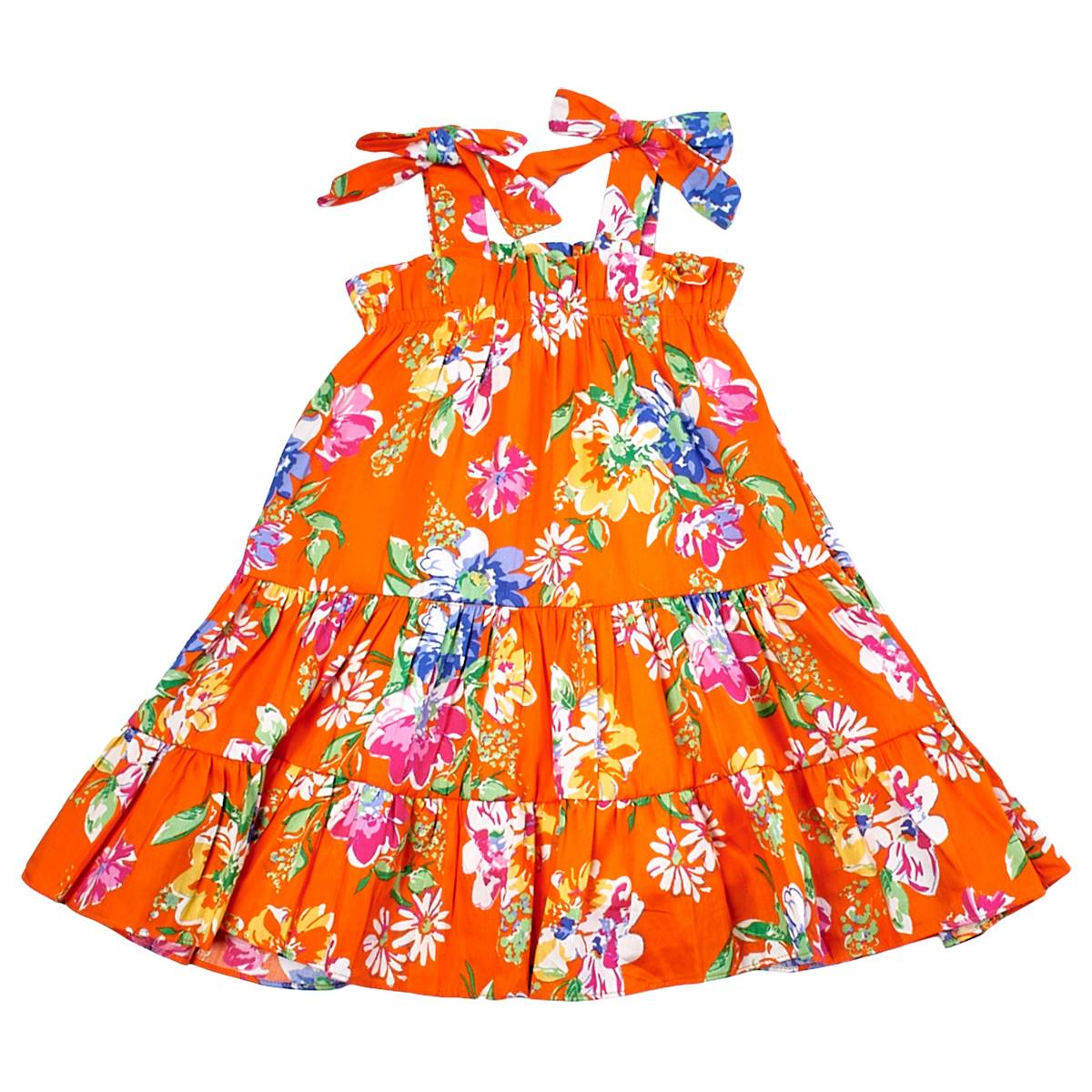 Girls (4-6x) Rare Editions Floral Tiered Dress W/Bow Ties