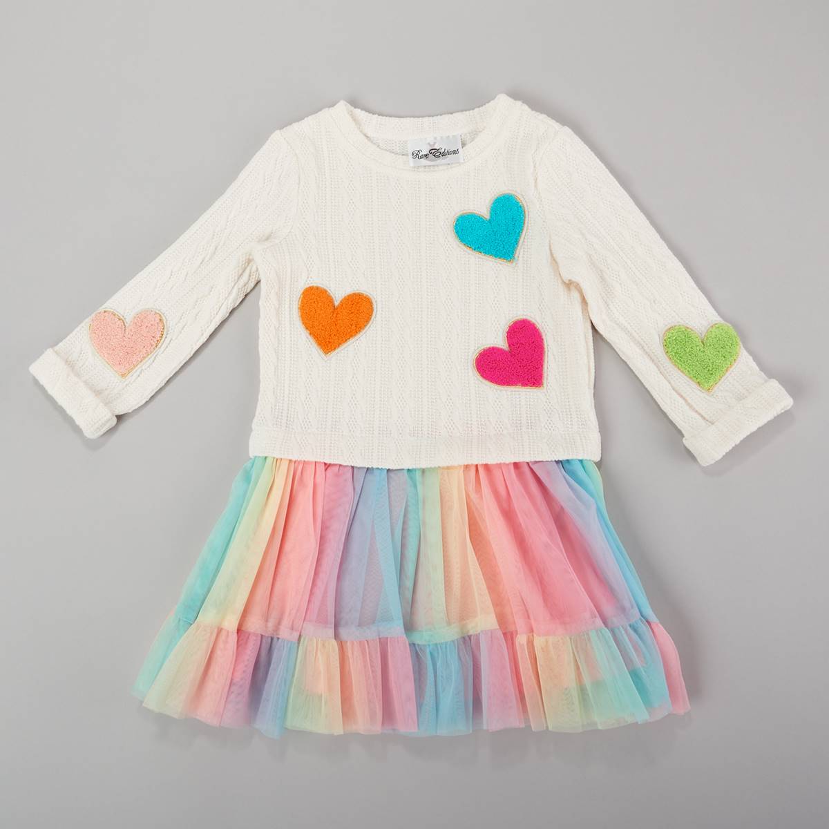 Girls (4-6x) Rare Editions Heart Patch Sweater & Skirt Dress