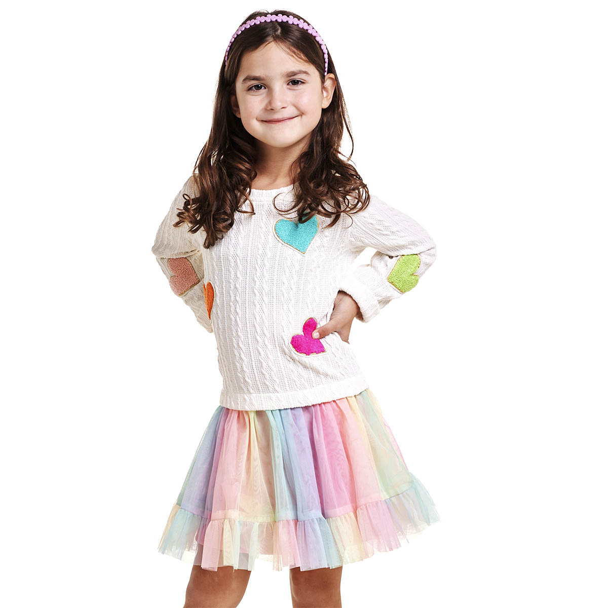 Girls (4-6x) Rare Editions Heart Patch Sweater & Skirt Dress