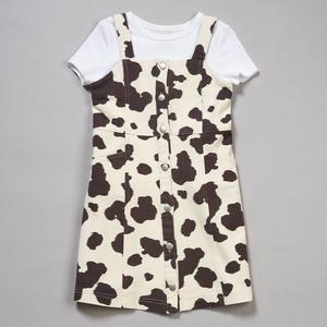 Girls (4-6x) Rare Editions Short Sleeve Tee w/ Cow Print Jumper alternate view