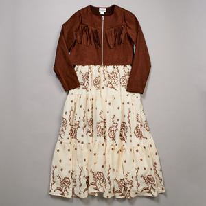 Girls (7-16) Rare Editions Fringe Jacket/Stitch Floral Maxi Dress alternate view