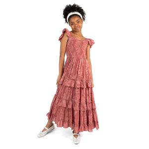 Girls (7-14)Rare Editions Cap Sleeve Floral Burnout Chiffon Dress alternate view
