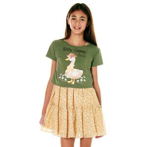 Girls (7-14) Rare Editions Silly Goose Tee & Floral Chiffon Dress