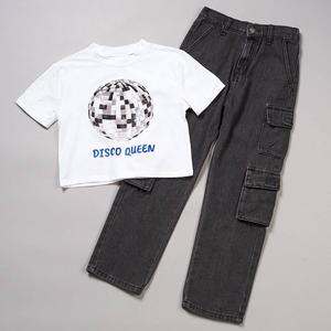 Girls (7-12) Tween Diva Disco Queen Tee & Cargo Jeans Set