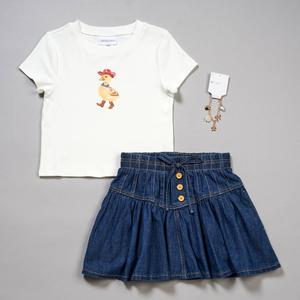 Girls (7-16) Rare Editions Rodeo Duck Tee & Denim Skort Set alternate view