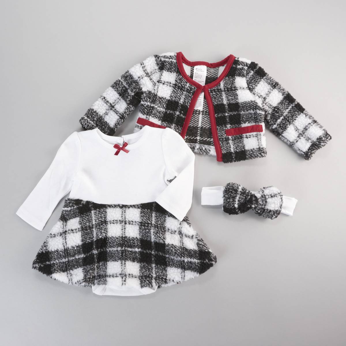 Baby Girl (3-9M) Baby Starters(R) 3pc. Sherpa Jacket Bodysuit Dress