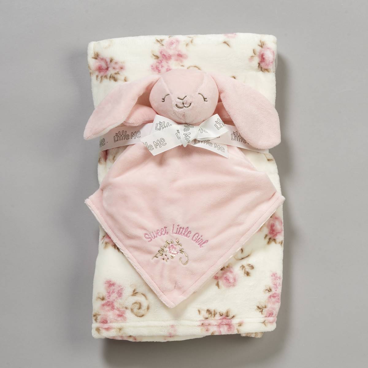 Little Me Floral Blanket W/Bunny Toy Plush