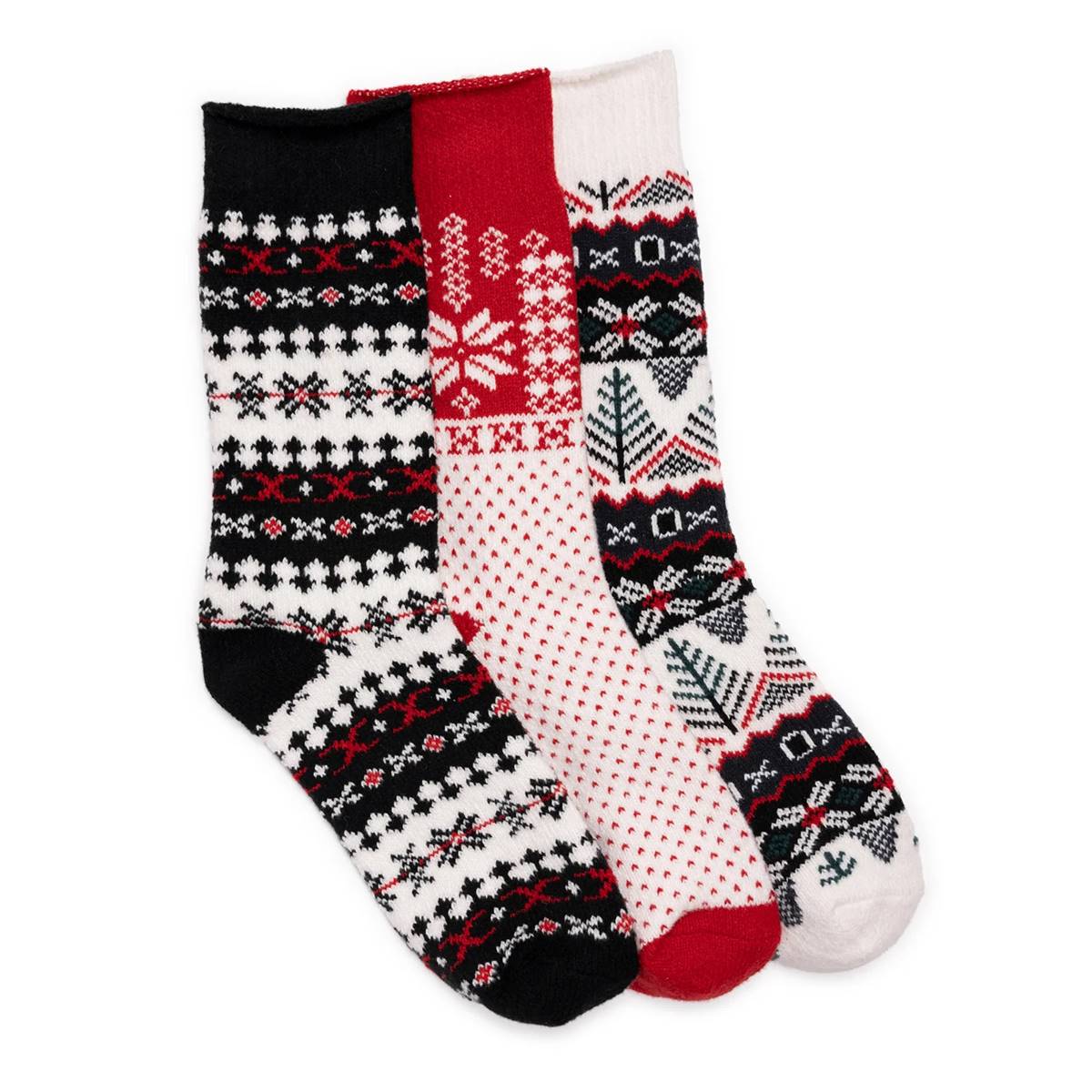 Womens MUK LUKS(R) 3pk. Fair Isle Crew Socks