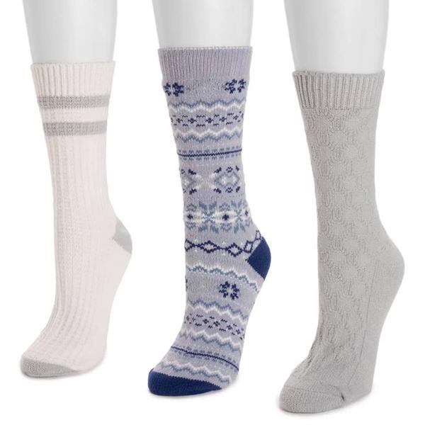 Womens MUK LUKS(R) 3pk. Cozy Ribbed Boot Crew Socks alternate view