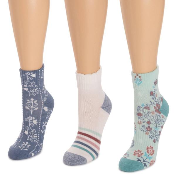 Womens MUK LUKS(R) 3pr. Spring Meadow Quarter Compression Socks