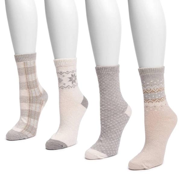 Womens Muk Luks(R) 4pk. Cozy Crew Boot Socks