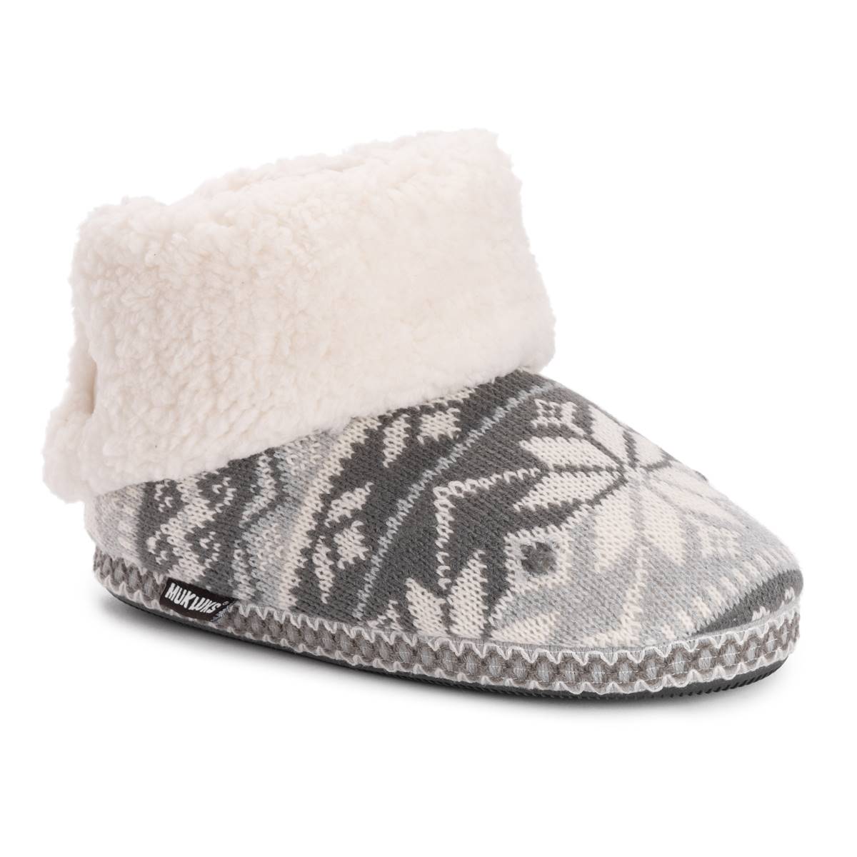 Womens MUK LUKS(R) Melinda Boot Slippers - Grey Snowflake