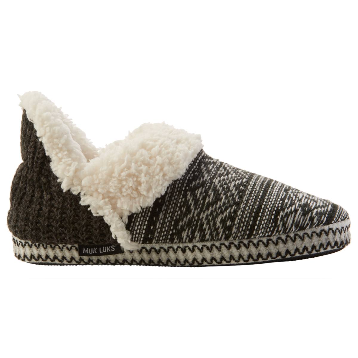 Womens MUK LUKS(R) Magdalena Ruched Slippers - Black/White