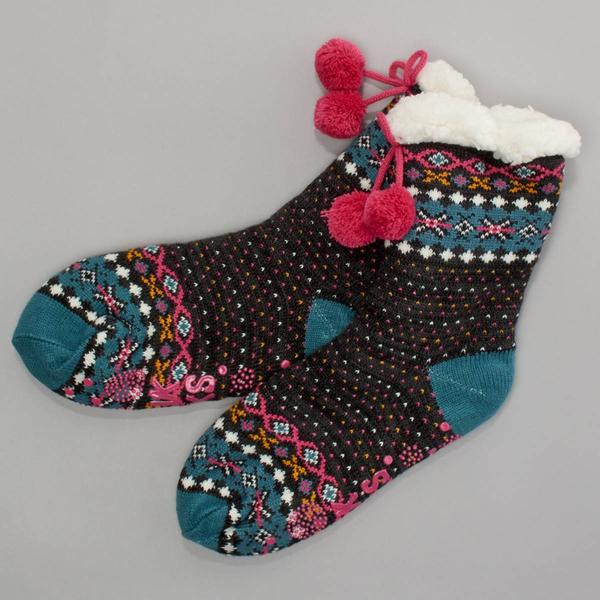 Womens MUK LUKS(R) Tall Cabin Slipper Socks w/ Poms alternate view
