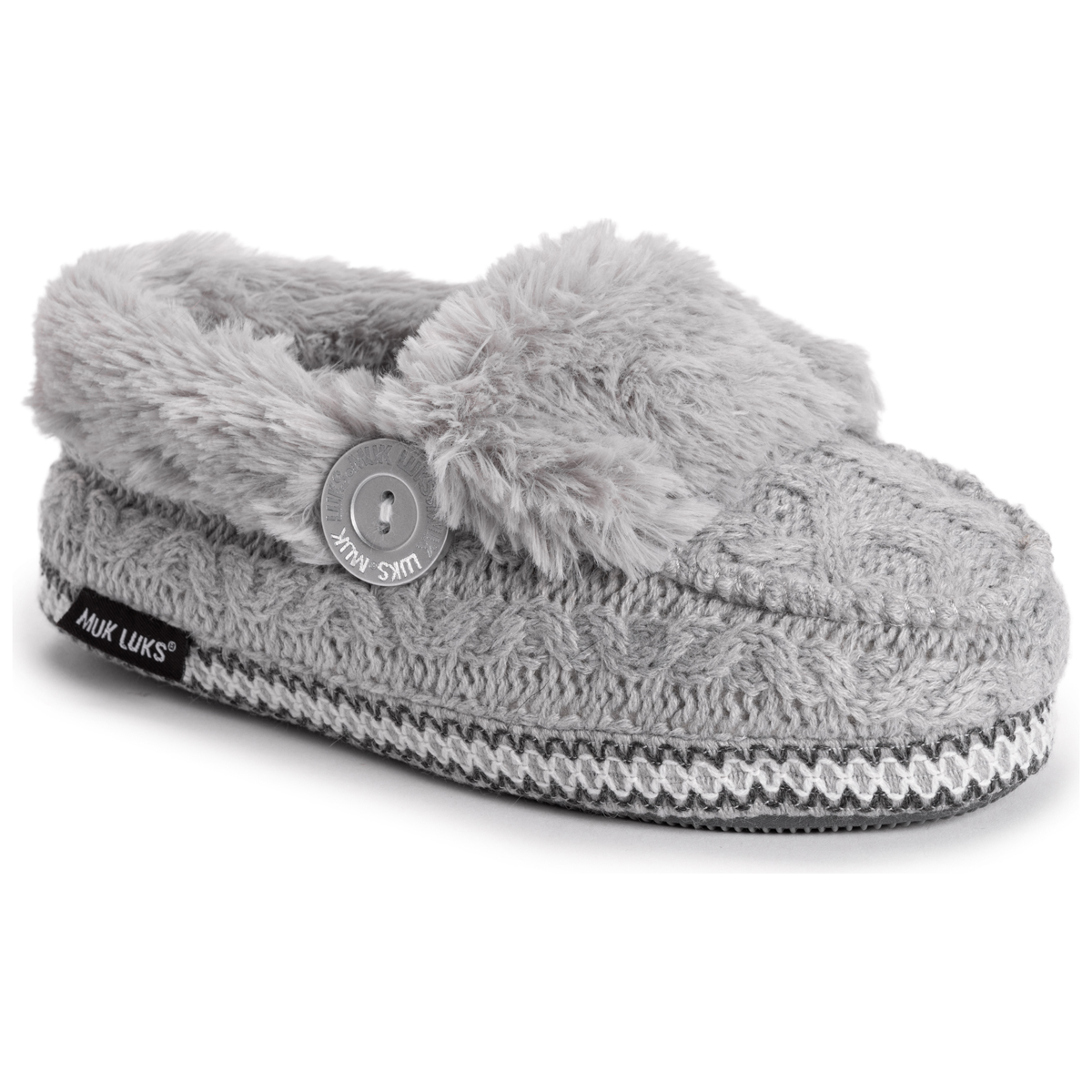 Womens MUK LUKS(R) Sequoia Moccasin Slippers - Medium Grey