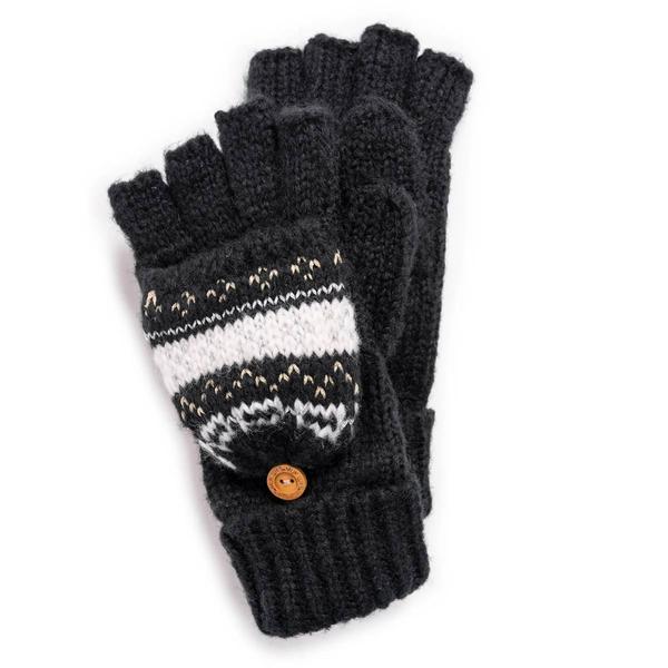 Womens MUK LUKS(R) Mixed Yarn Flip Mitten - Ebony