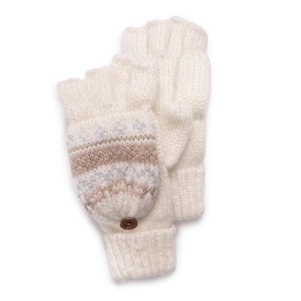 Womens MUK LUKS(R) Mixed Yarn Flip Mitten - Ivory