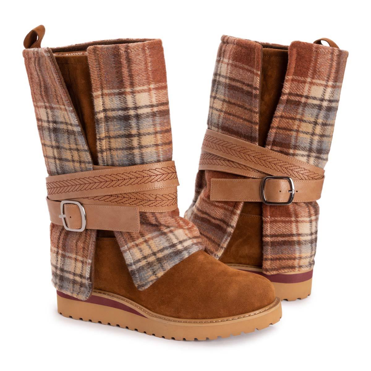 Womens MUK LUKS(R) Slope Nikki Plaid Mid Calf Boots