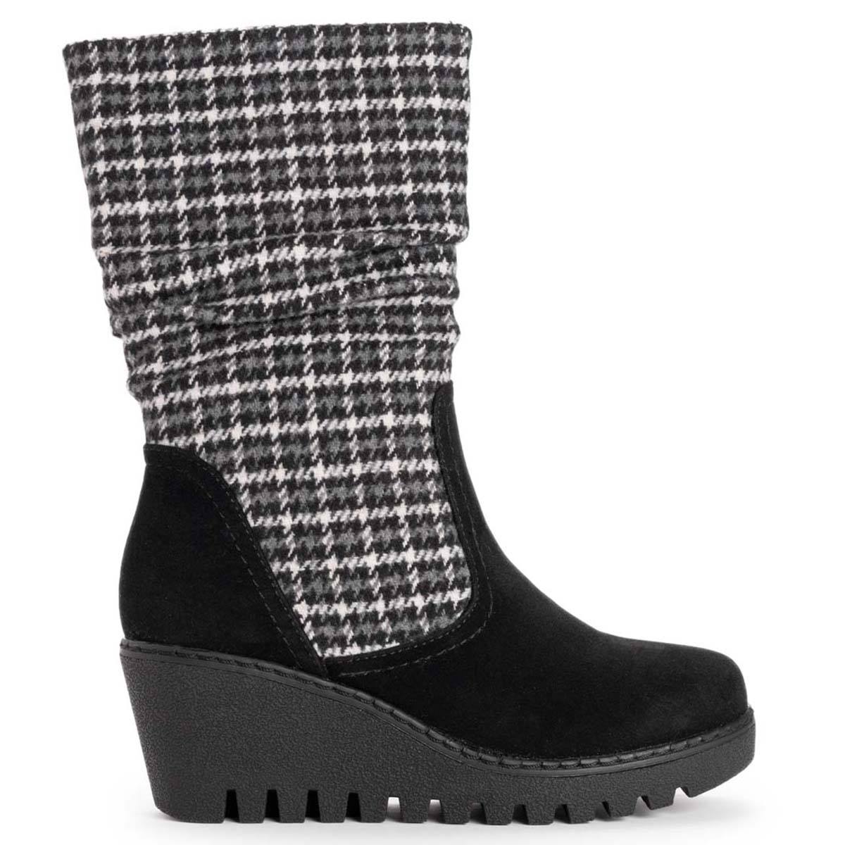 Womens MUK LUKS(R) Vermont Stowe Houndstooth Wedge Boots