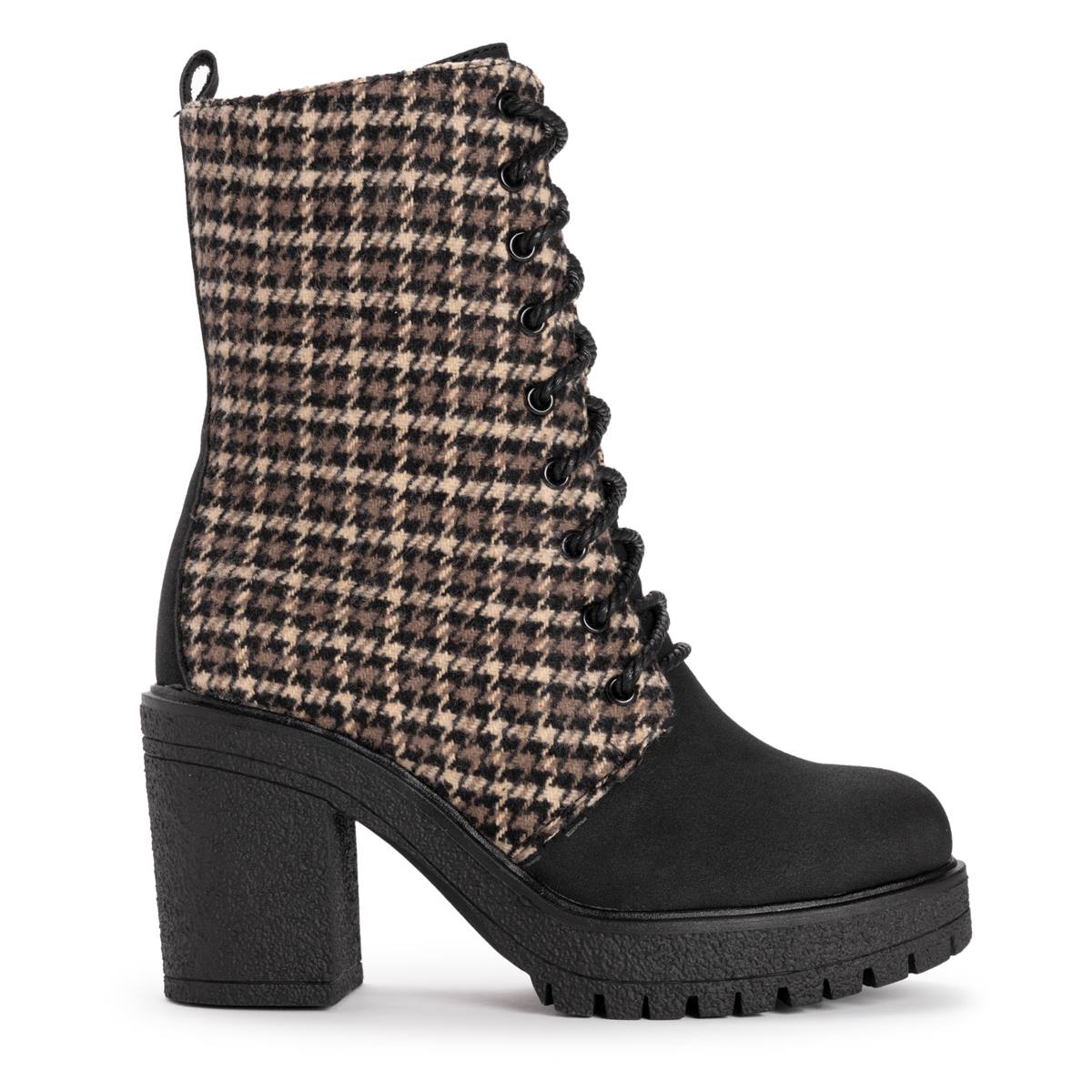 Womens MUK LUKS(R) Riser Jazz Houndstooth Heeled Mid Calf Boots