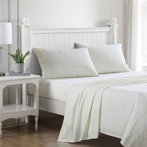 Laura Ashley(R) Evie 100% Cotton Percale Yellow Floral Sheet Set