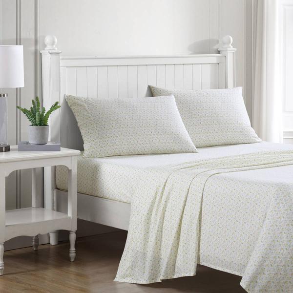 Laura Ashley(R) Evie 100% Cotton Percale Yellow Floral Sheet Set