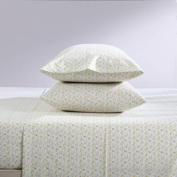 Laura Ashley(R) Evie 100% Cotton Percale Yellow Floral Sheet Set alternate view