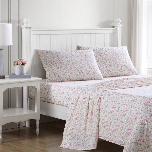 Laura Ashley(R) Norella 100% Cotton Percale Floral Sheet Set