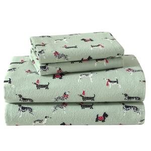 Laura Ashley(R) Holiday Pups Cotton Flannel Sheet Set