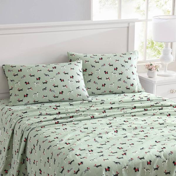 Laura Ashley(R) Holiday Pups Cotton Flannel Sheet Set alternate view