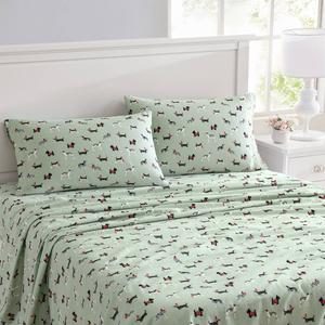 Laura Ashley(R) Holiday Pups Cotton Flannel Sheet Set alternate view