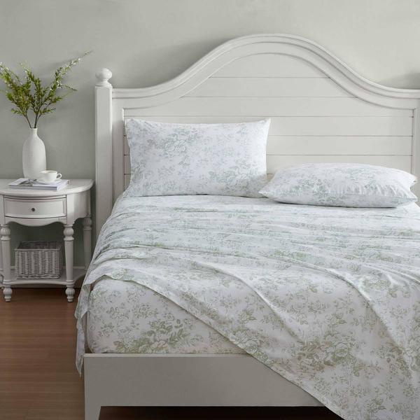 Laura Ashley(R) Toile Delight 100% Cotton Floral Sheet Set