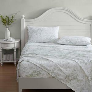 Laura Ashley(R) Toile Delight 100% Cotton Floral Sheet Set
