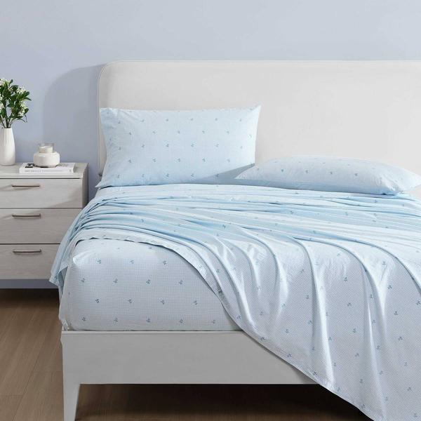 Laura Ashley(R) Turtle Gingham 100% Percale Cotton Sheet Set