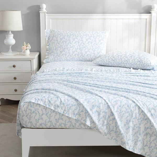 Laura Ashley(R) Victoria 100% Cotton Percale Floral Sheet Set