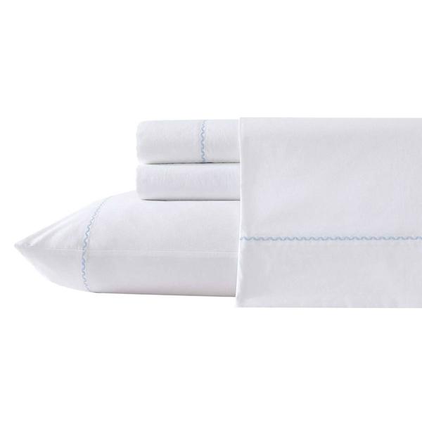 Laura Ashley(R) Scallop Embroidered 100% Cotton Percale Sheet Set