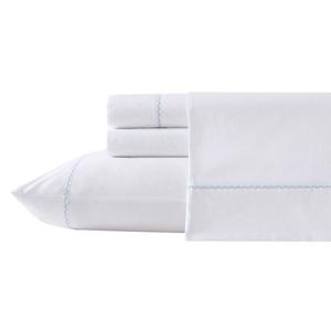 Laura Ashley(R) Scallop Embroidered 100% Cotton Percale Sheet Set
