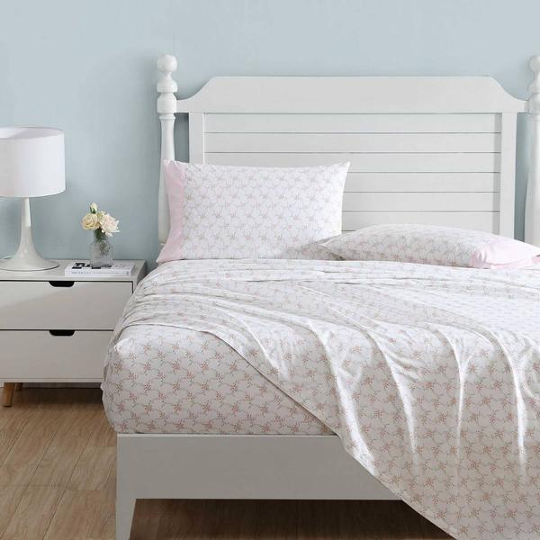 Laura Ashley(R) Lynda 100% Cotton Percale Floral Sheet Set