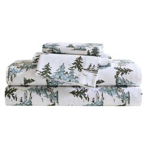 Eddie Bauer Snowy Pine Trees Cotton Flannel Sheet Set alternate view