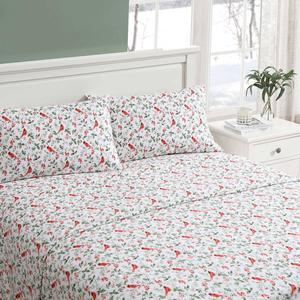 Laura Ashley(R) Jolly Cardinals Cotton Flannel Sheet Set alternate view