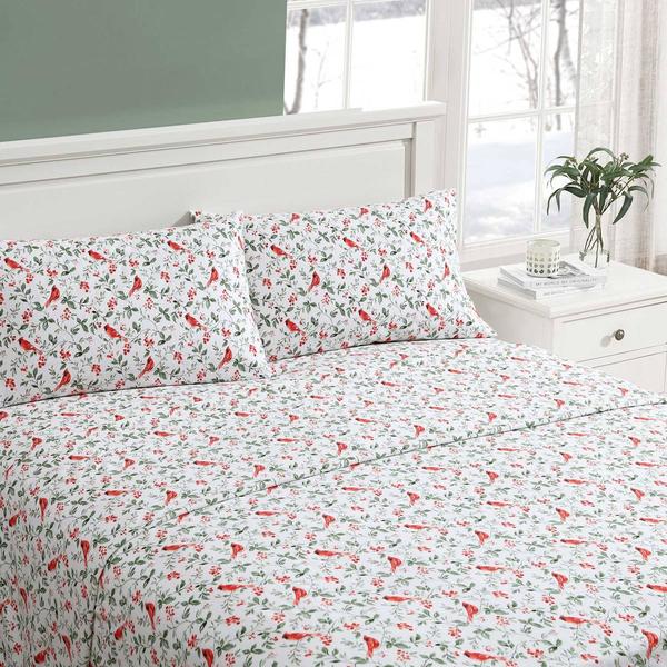 Laura Ashley(R) Jolly Cardinals Cotton Flannel Sheet Set alternate view